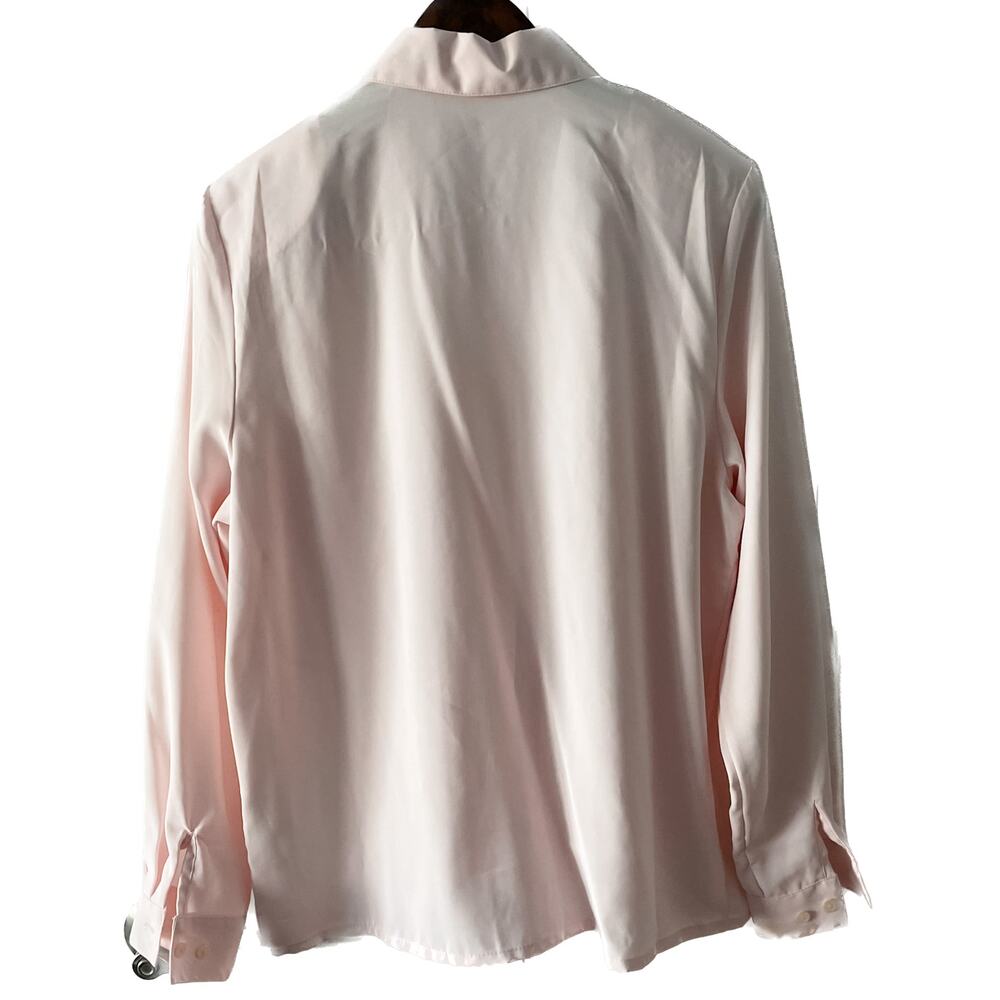 Christie & Jill Vintage Blush Pink Pintuck Secretary Blouse Pearl Chain Size 8 - Picture 5 of 9